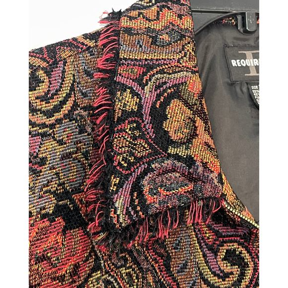 3-FOR-$30 Requirements Sz 16 Paisley Tapestry Jacket Zip-Up Collar has Fringe - Picture 7 of 12